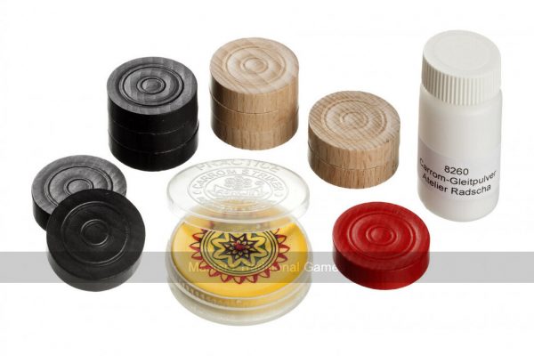 Atelier Radscha Luxury Carrom Board Set - Blue/Yellow Sun Design