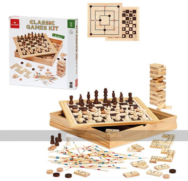 Classic Games 36cm Wooden Compendium by Dal Negro with 6 Games
