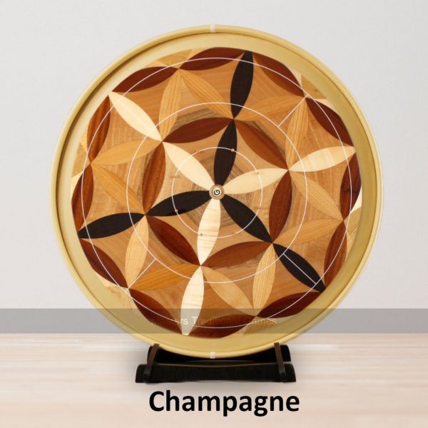 Masters Crokinole Elite Board - Flower of Life 2 - Choice of ditch colour, with accessories