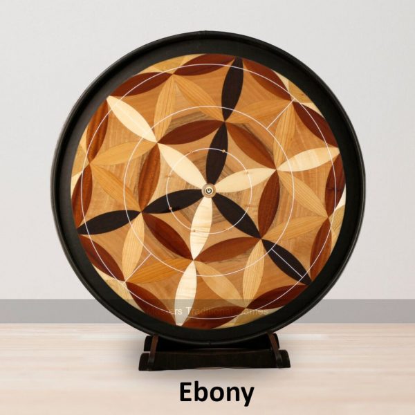 Masters Crokinole Elite Board - Flower of Life 2 - Choice of ditch colour, with accessories