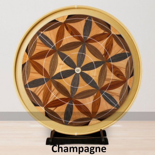 Masters Crokinole Elite Board - Flower of Life 7 - Choice of ditch colour, with accessories