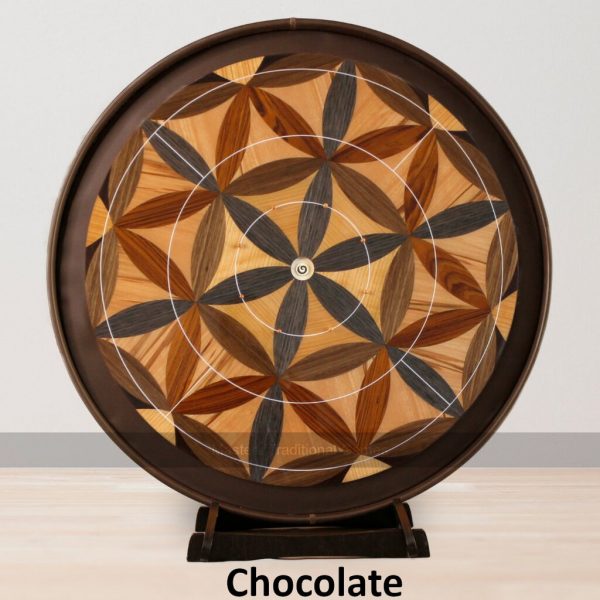 Masters Crokinole Elite Board - Flower of Life 7 - Choice of ditch colour, with accessories