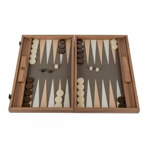 Manopoulos Crocodile Tote Grey Beige 19 inch Backgammon Set