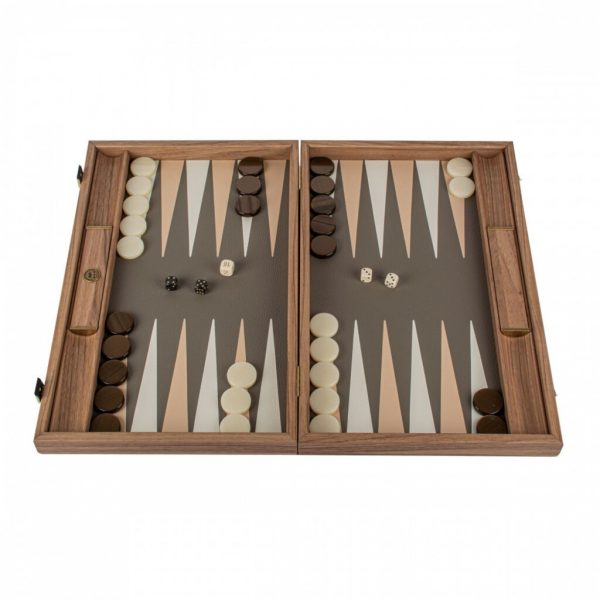 Manopoulos Crocodile Tote Grey Beige 19 inch Backgammon Set