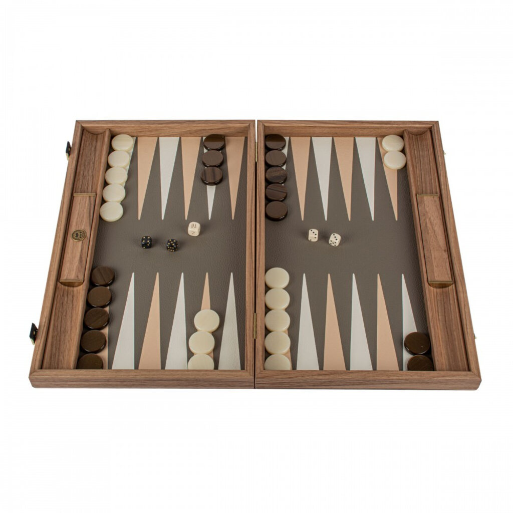 Manopoulos Crocodile Tote Grey Beige 19 inch Backgammon Set