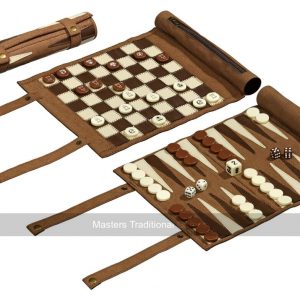 Philos Roll-Up Travel Games Combo - Backgammon, Chess & Draughts