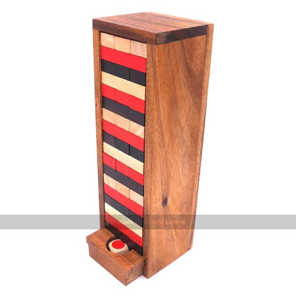 Rombol Tri-Coloured Wobble Tower in Wooden Storage Box