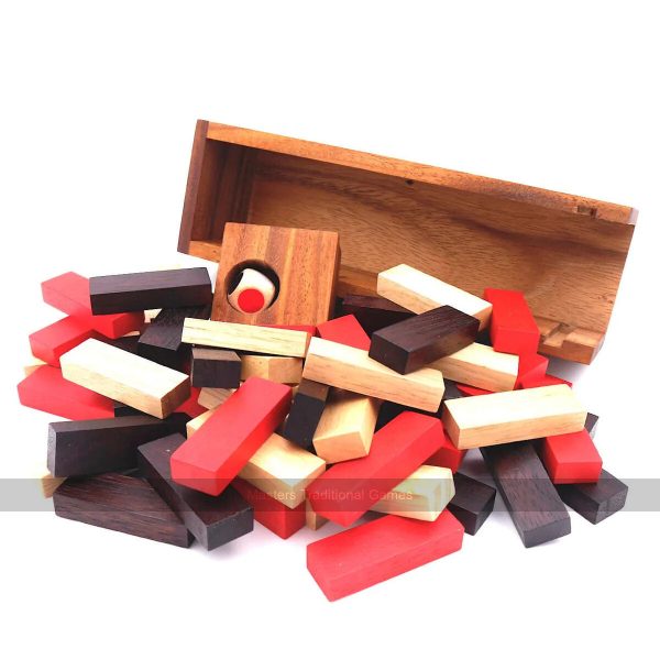 Rombol Tri-Coloured Wobble Tower in Wooden Storage Box