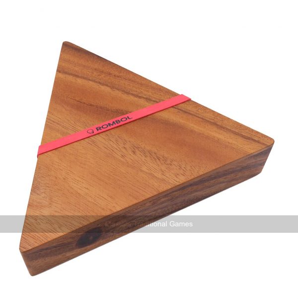 Rombol Tridomino in Triangular Wooden Box - Coloured Dots, 2 Jokers