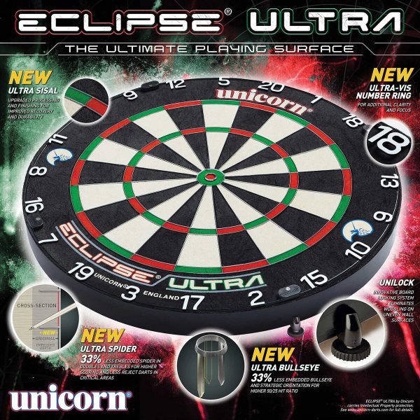 Unicorn Eclipse Ultra Bristle Dartboard with Unilock