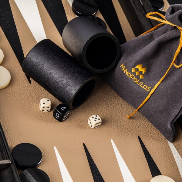 Manopoulos Mocha Brown Leatherette Backgammon Set (19-inch)