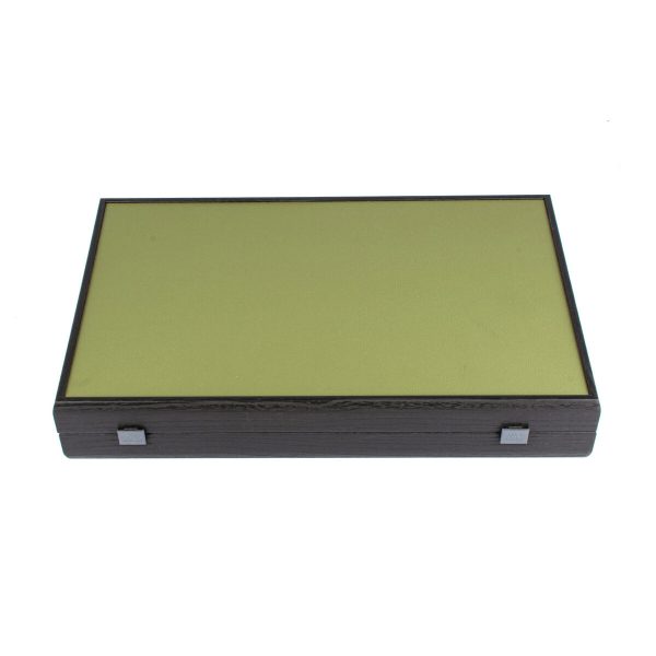 Manopoulos Premium Leatherette Olive Green 19 inch Backgammon Set
