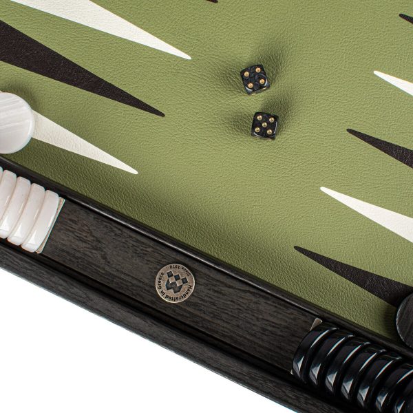Manopoulos Premium Leatherette Olive Green 19 inch Backgammon Set