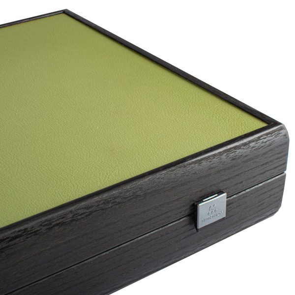 Manopoulos Premium Leatherette Olive Green 19 inch Backgammon Set