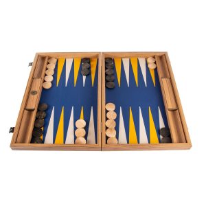 Manopoulos Premium Leatherette Royal Blue Backgammon Set