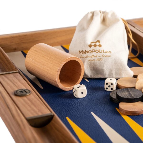 Manopoulos Premium Leatherette Royal Blue Backgammon Set