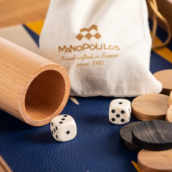 Manopoulos Premium Leatherette Royal Blue Backgammon Set
