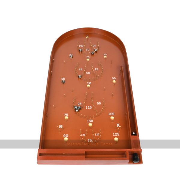 Masters Classic Pin Bagatelle Game - Full Size Wooden Bagatelle With Brass Pins. Spring Plunger or Cue