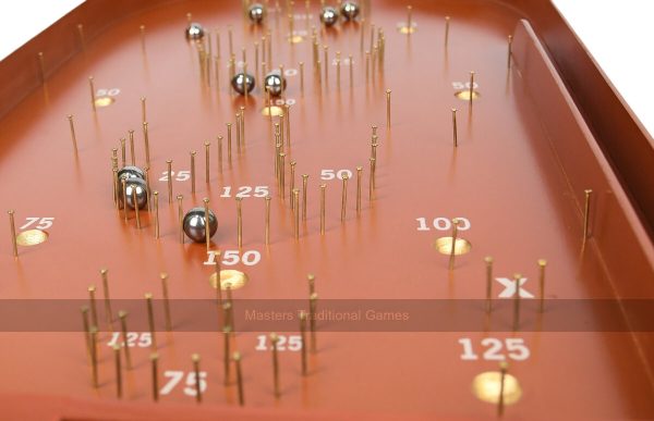 Masters Classic Pin Bagatelle Game - Full Size Wooden Bagatelle With Brass Pins. Spring Plunger or Cue