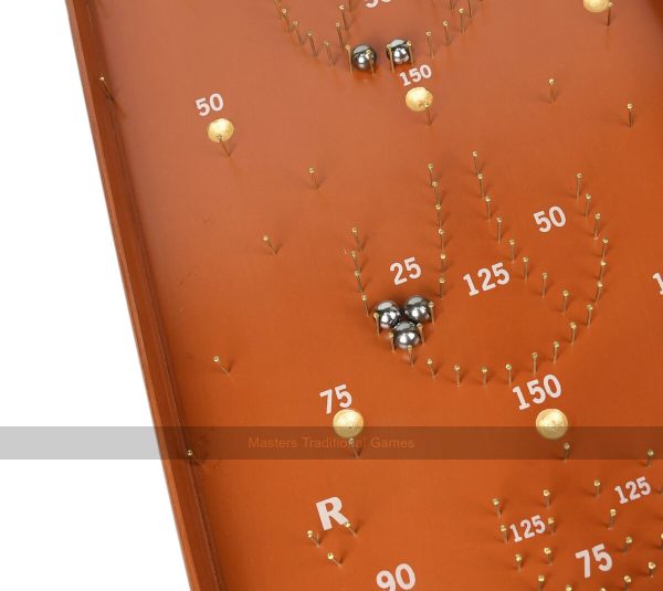 Masters Classic Pin Bagatelle Game - Full Size Wooden Bagatelle With Brass Pins. Spring Plunger or Cue
