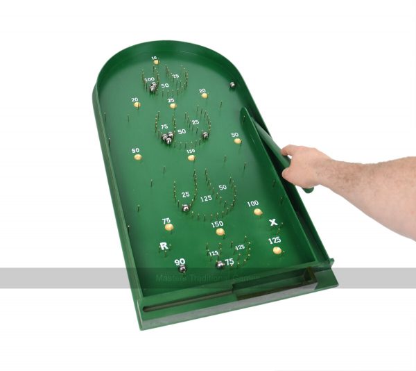 Masters Classic Pin Bagatelle Game - Full Size Wooden Bagatelle With Brass Pins. Spring Plunger or Cue