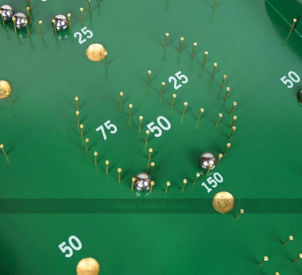 Masters Classic Pin Bagatelle Game - Full Size Wooden Bagatelle With Brass Pins. Spring Plunger or Cue