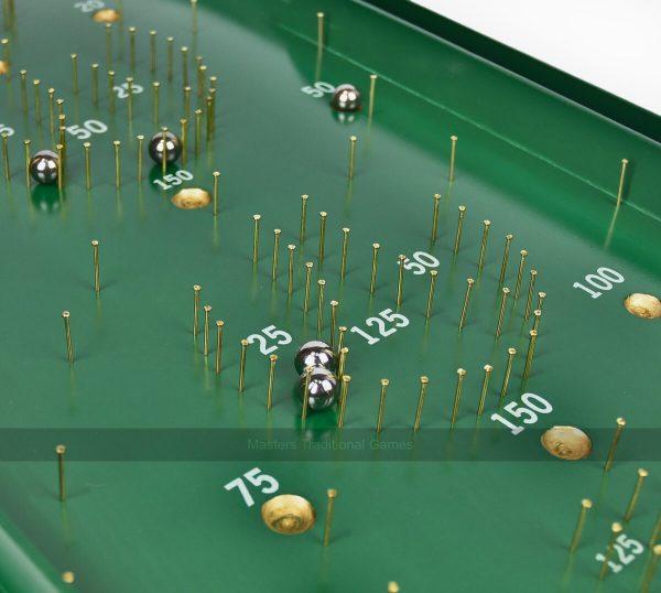 Masters Classic Pin Bagatelle Game - Full Size Wooden Bagatelle With Brass Pins. Spring Plunger or Cue