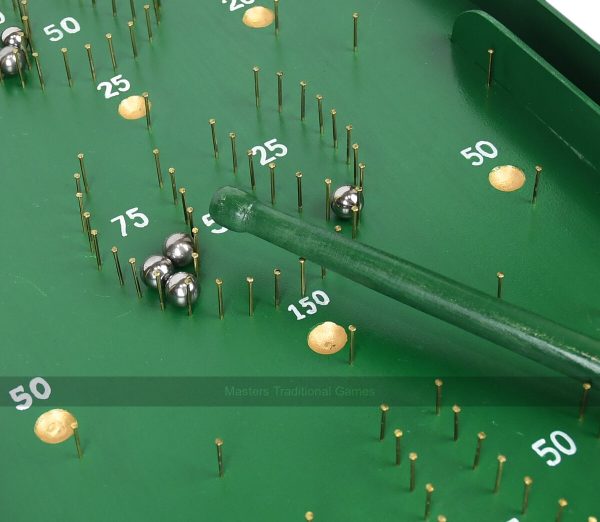 Masters Classic Pin Bagatelle Game - Full Size Wooden Bagatelle With Brass Pins. Spring Plunger or Cue