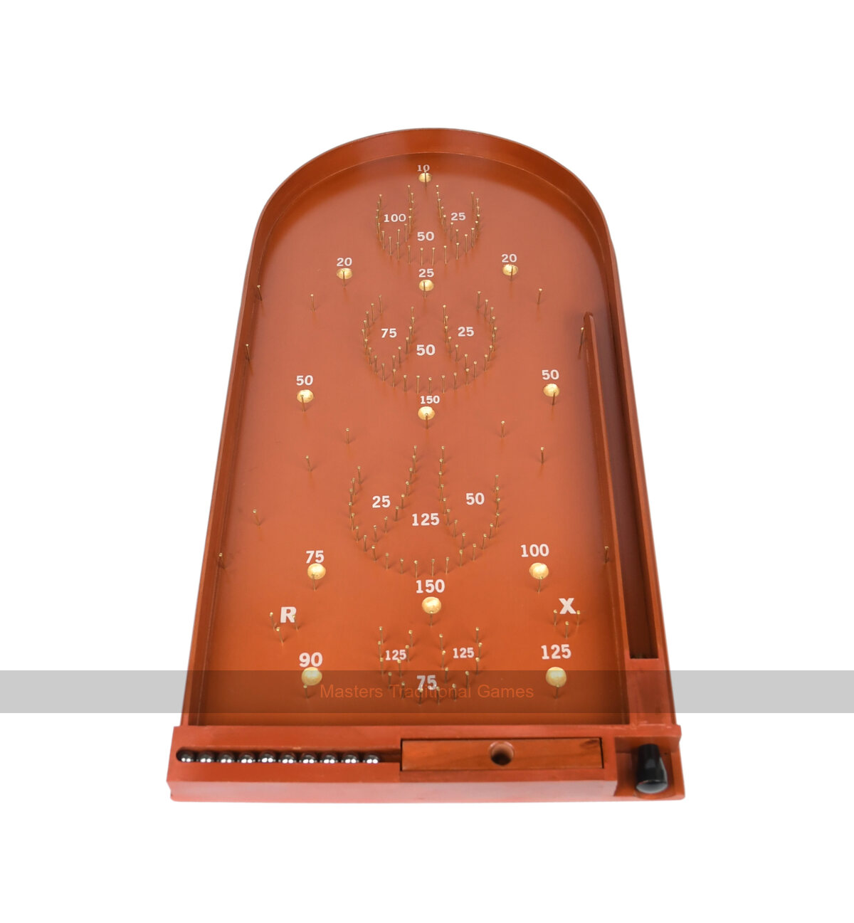 Masters Classic Pin Bagatelle Game - With Spring Plunger (brown)