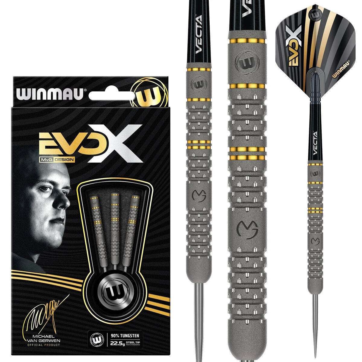 Winmau MvG EvoX 90% Tungsten Steel-Tip Darts - 22.5g