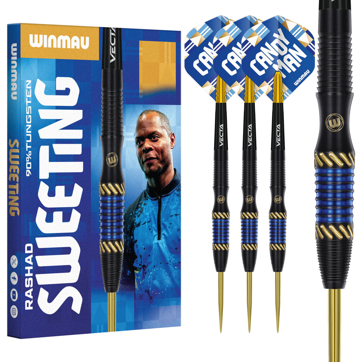 Winmau Rashad Sweeting 90% Tungsten Steel-Tip Darts - 24g