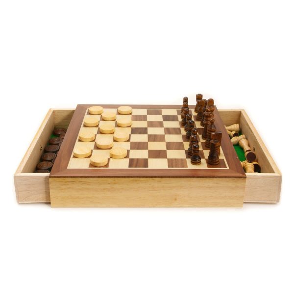 Deluxe Wooden Chess / Draughts Set