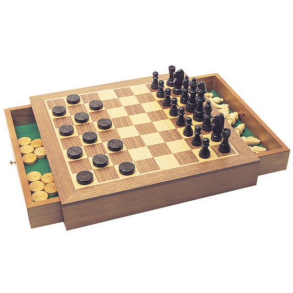 Deluxe Wooden Chess / Draughts Set