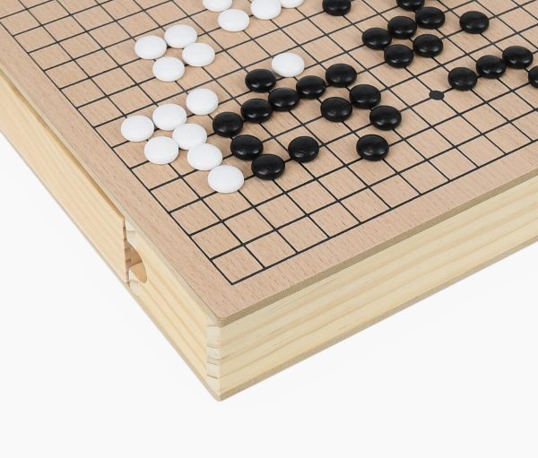 Wooden Go Board Box Set with Drawers & Wooden Stones (19 x 19 Go Set)