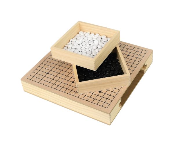 Wooden Go Board Box Set with Drawers & Wooden Stones (19 x 19 Go Set)
