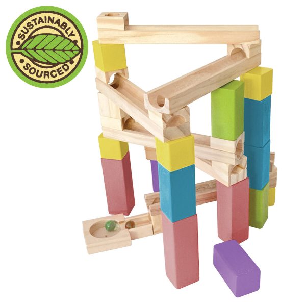 30-Piece Wooden Marble Run