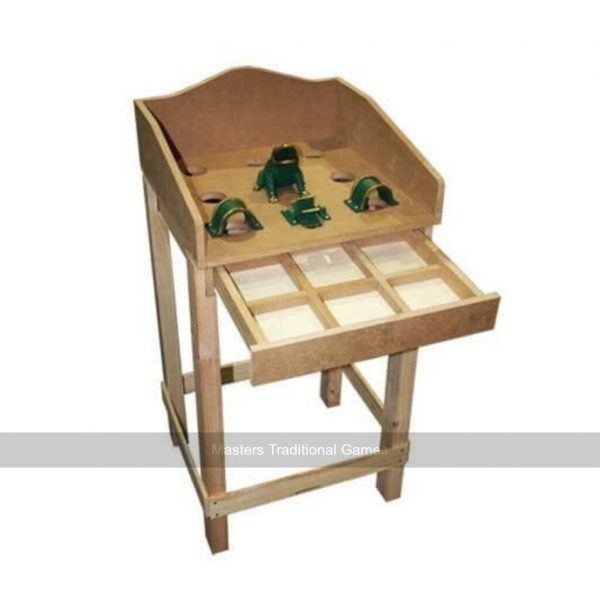 Frog Game - 9 Holes, Cast Iron Frog with Wooden Draw & Legs