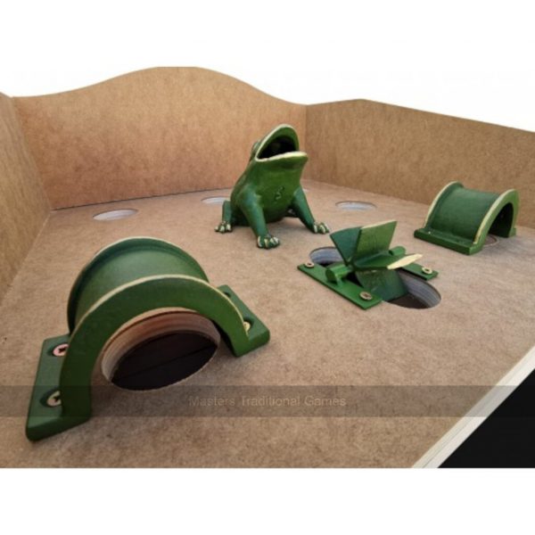 Frog Game - 9 Holes, Cast Iron Frog with Wooden Draw & Legs