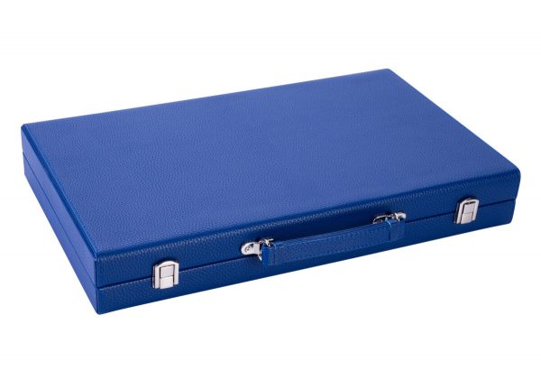 Backgammon 15 inch grijs/blauw/wit ingelegd