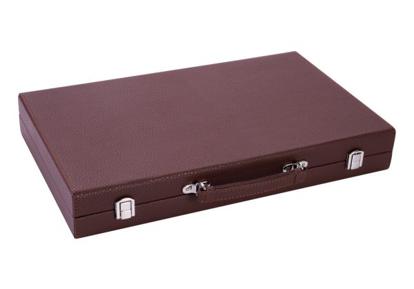 Backgammon 15 inch brown/yellow/white felt inlaid